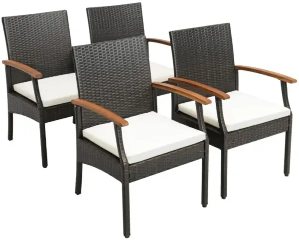 Hivvago Set of 2/4 Patio Dining Chair with Soft Zippered Cushion