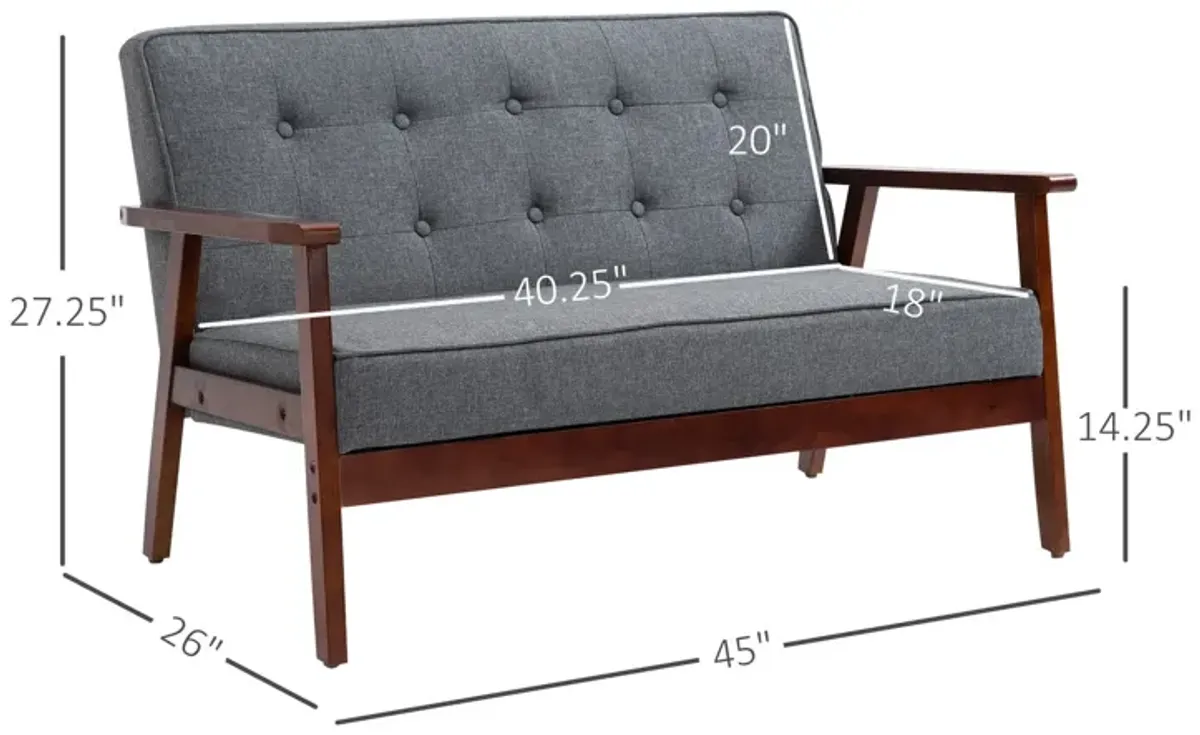 Grey Cozy Seating: 2-Seat Linen-Touch Tufted Loveseat