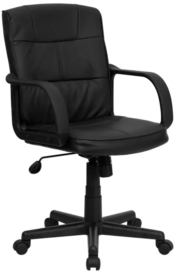 Rider Mid-Back Black LeatherSoft Swivel Task Office Chair with Arms