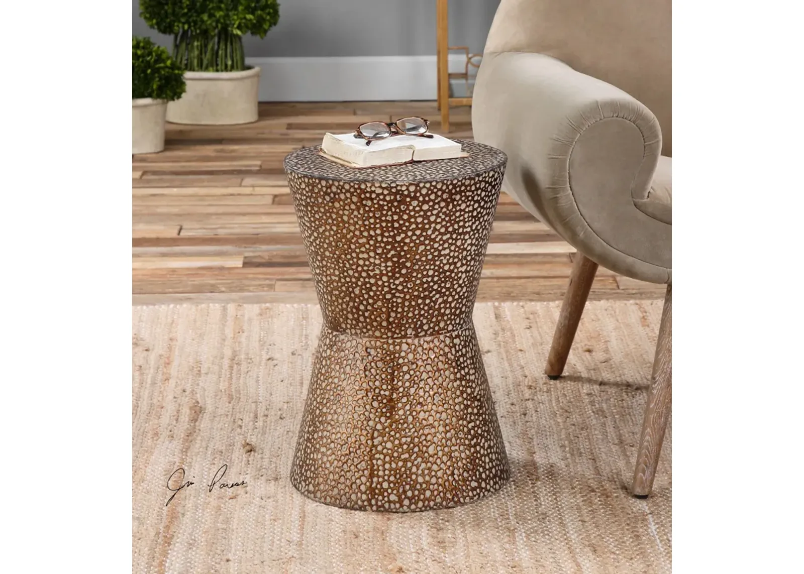 Uttermost Cutler Drum Shaped Accent Table