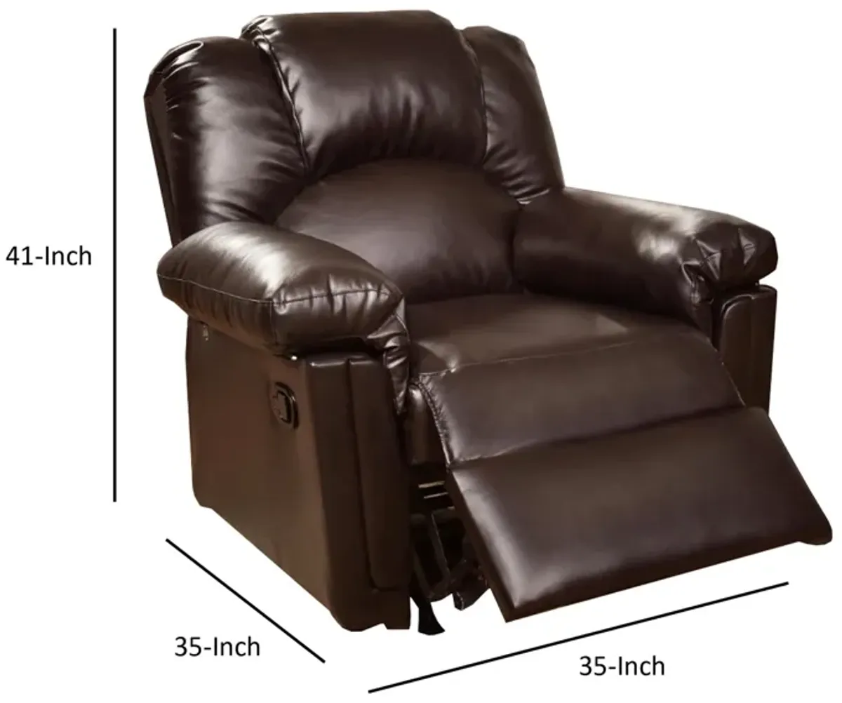 Bonded Leather Rocker/Recliner, Brown-Benzara