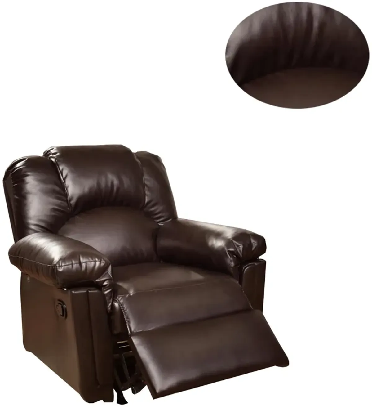 Bonded Leather Rocker/Recliner, Brown-Benzara