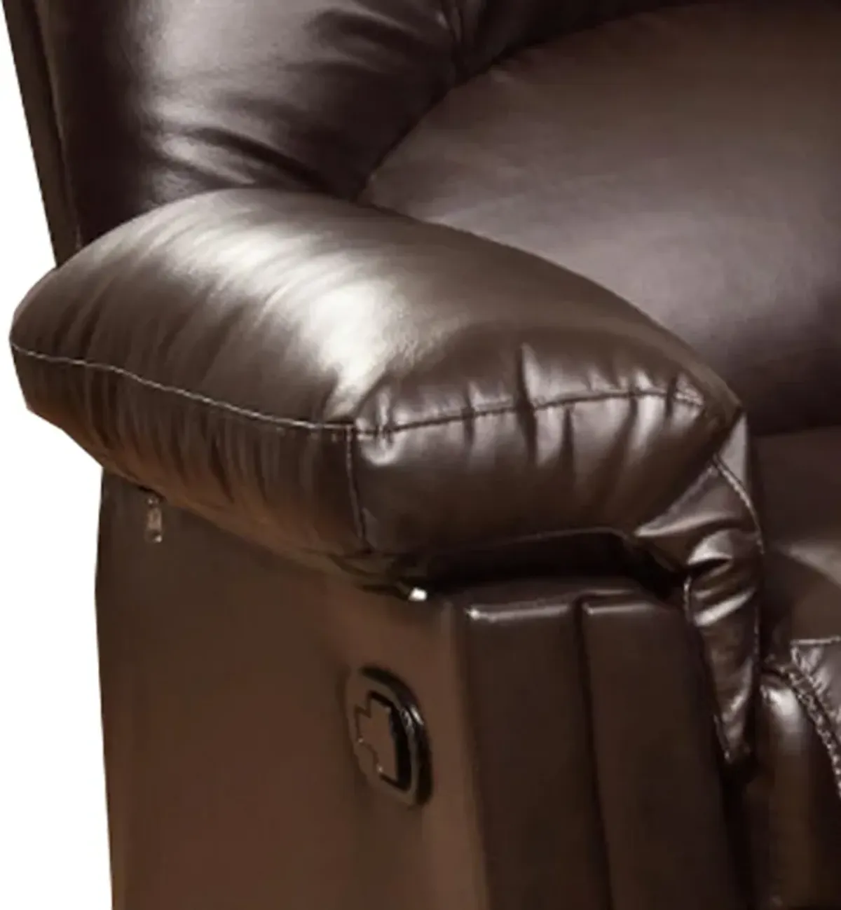 Bonded Leather Rocker/Recliner, Brown-Benzara