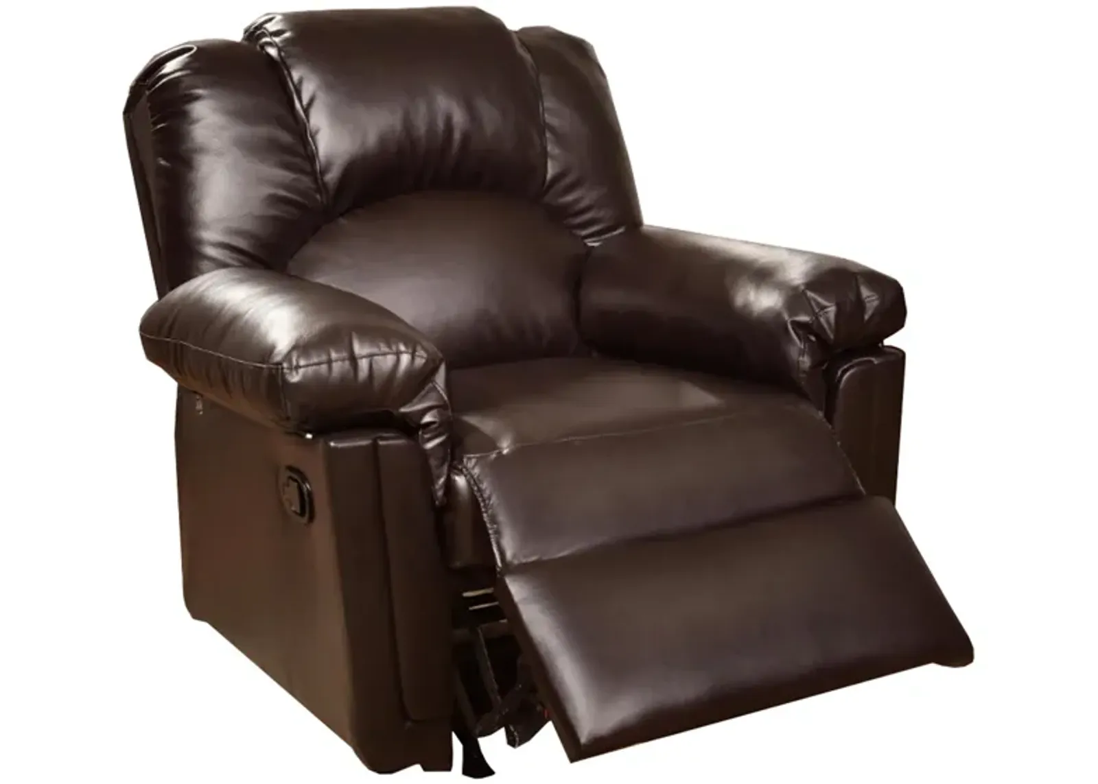 Bonded Leather Rocker/Recliner, Brown-Benzara