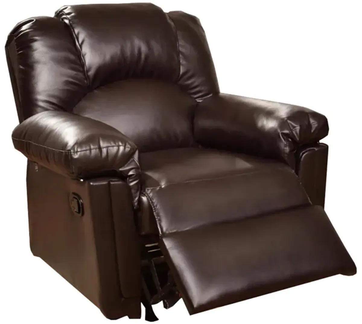 Bonded Leather Rocker/Recliner, Brown-Benzara