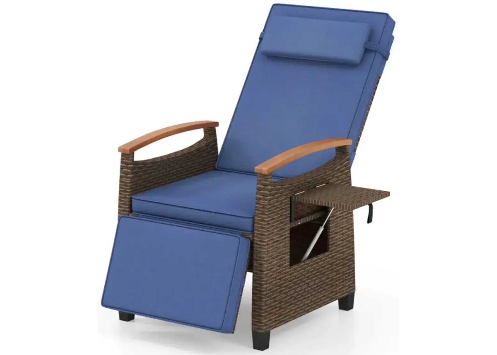 Hivvago Patio Wicker Recliner Chair with Adjustable Backrest and Footrest