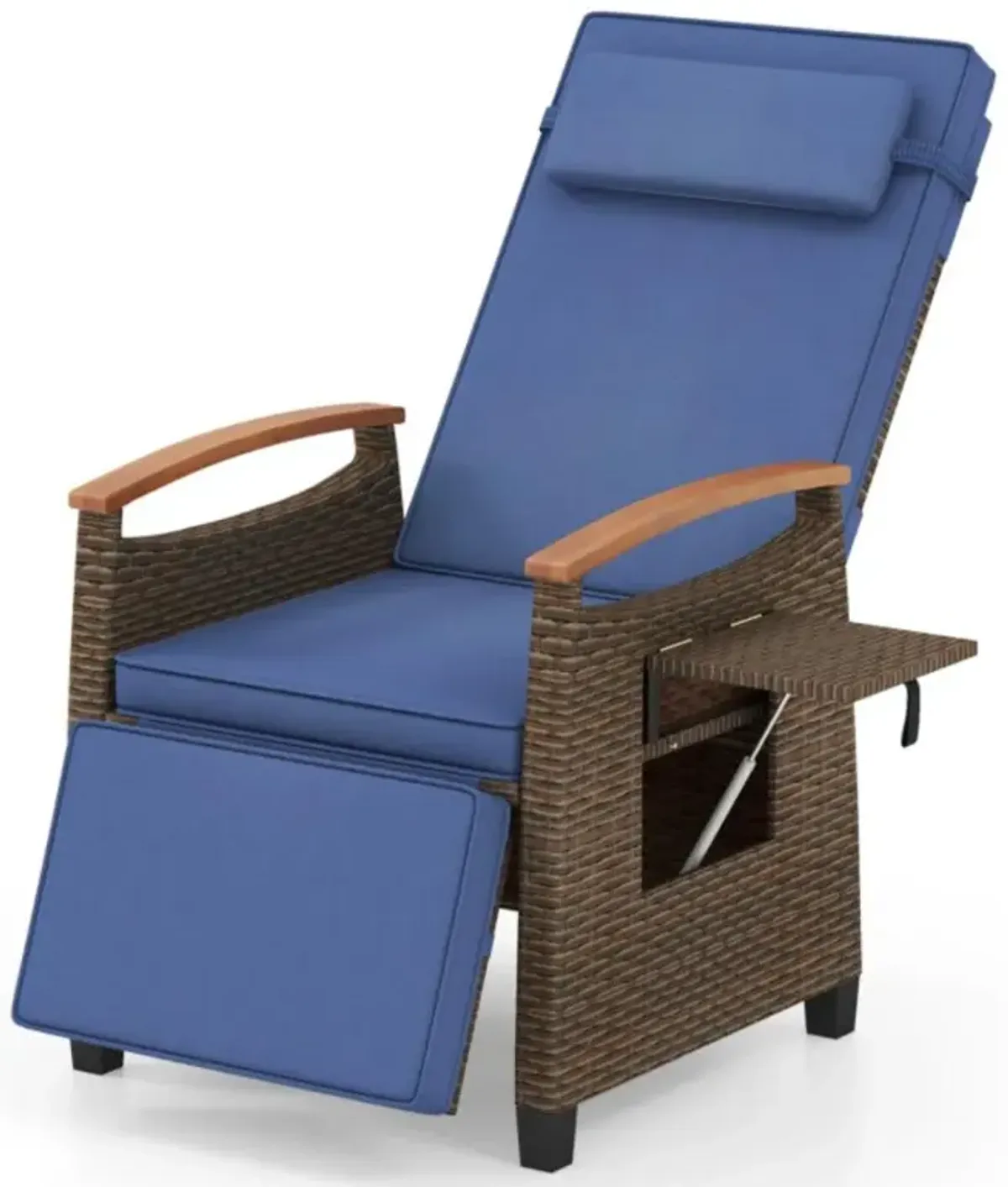 Hivvago Patio Wicker Recliner Chair with Adjustable Backrest and Footrest