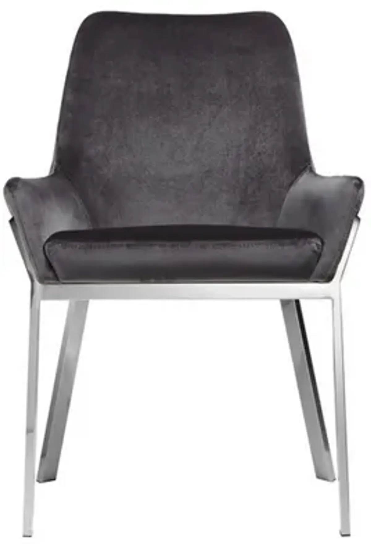 Fuma 23 Inch Set of 2 Dining Chairs, Foam Fill, Modern Gray Velvet, Silver - Benzara