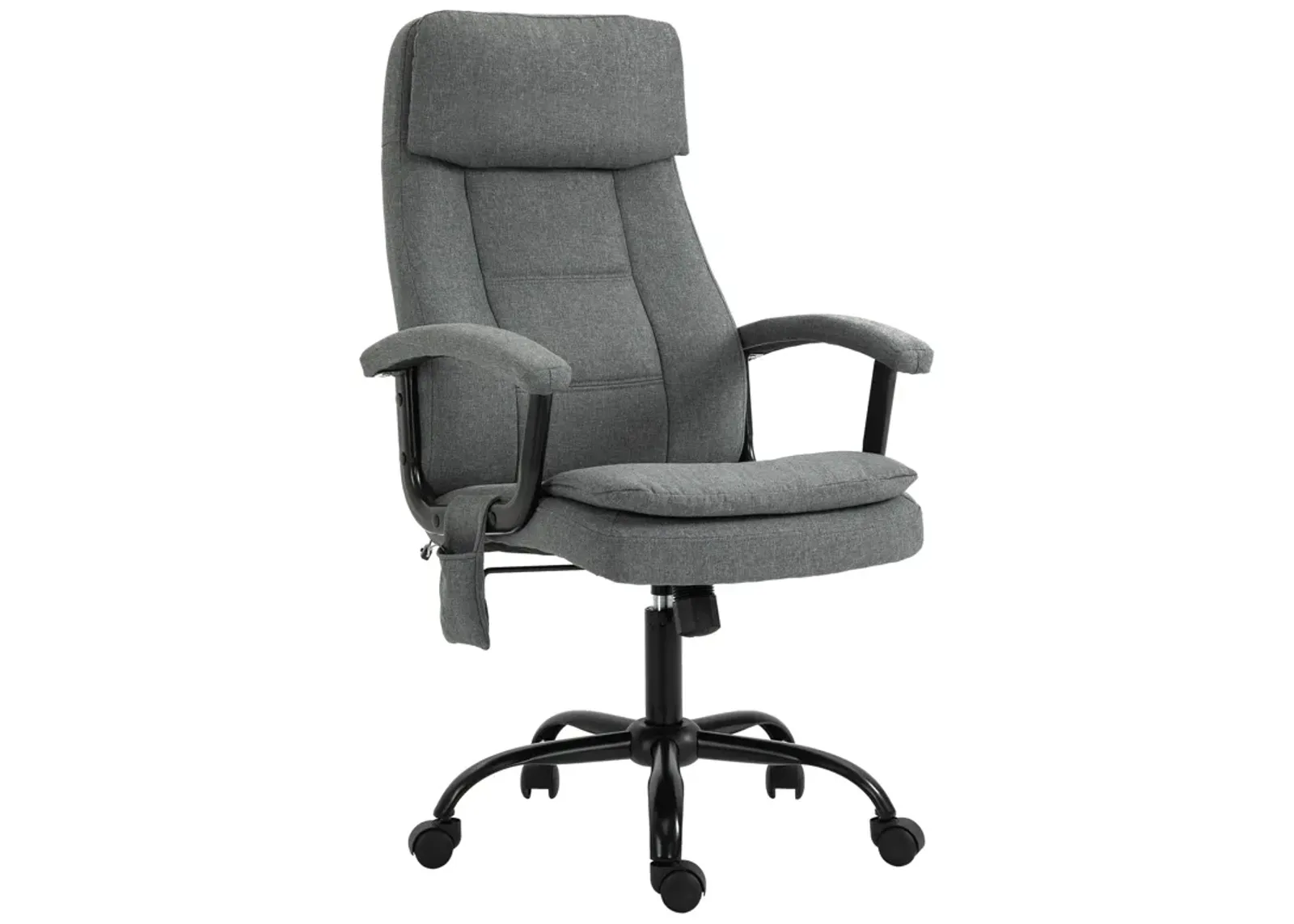 Grey Massage Office Chair: High-Back with 2-Point Vibration