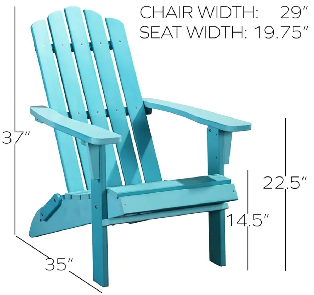 PolyTEAK Folding Adirondack Chair For Fire Pits, Patio, Porch, and Deck, Classic Collection