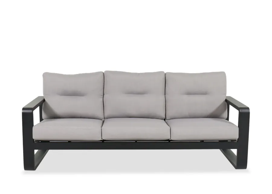 Dakota 84" Tufted Patio Sofa in Gray