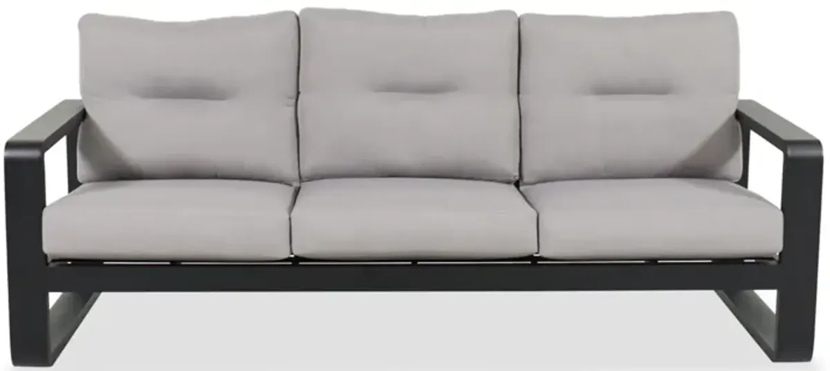 Dakota 84" Tufted Patio Sofa in Gray