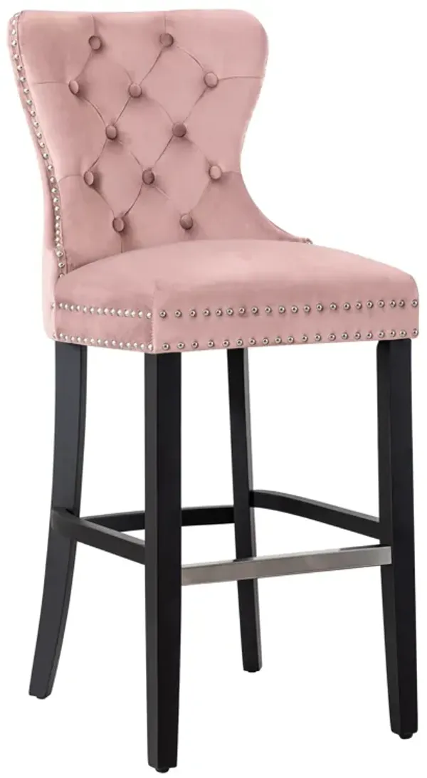 WestinTrends Tufted Velvet Bar Stool