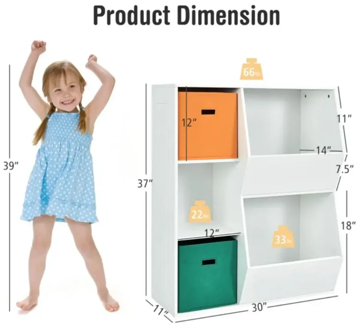 Hivvago Kids Toy Storage Cabinet Shelf Organizer