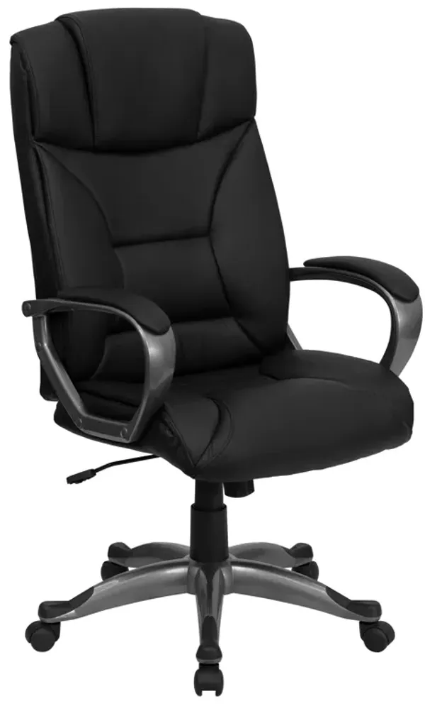 Hansel High Back Black LeatherSoft Executive Swivel Office Chair with Arms
