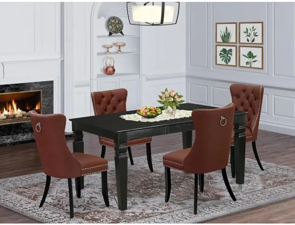 5 Piece Dinette Set Contains a Rectangle Dining Table with Butterfly Leaf