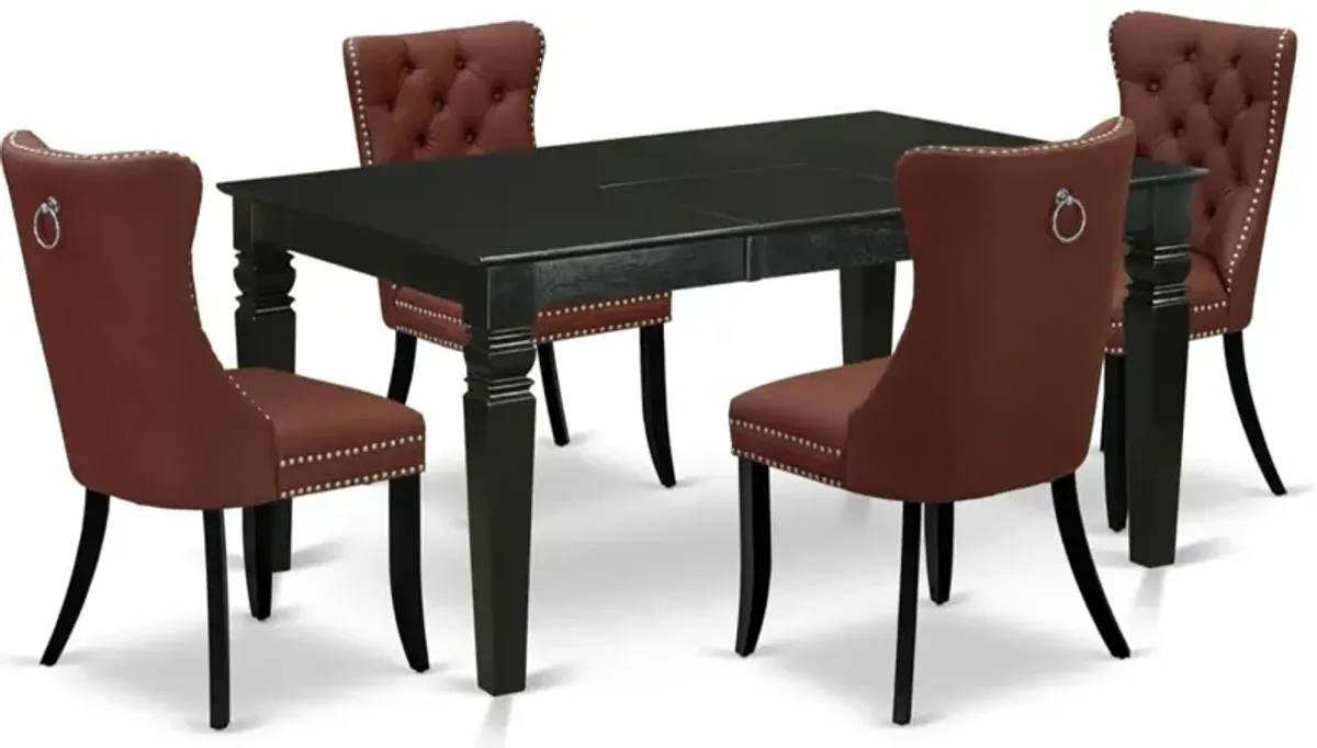 5 Piece Dinette Set Contains a Rectangle Dining Table with Butterfly Leaf