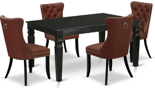 5 Piece Dinette Set Contains a Rectangle Dining Table with Butterfly Leaf