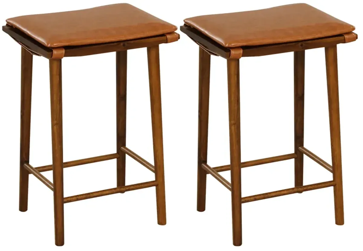 Set of 2 25.5 Inch Barstools with Removable Cushion and Footrest