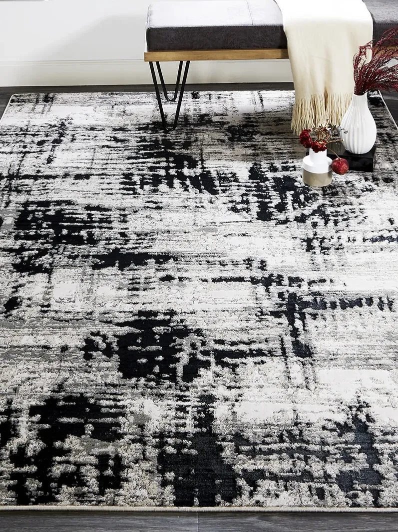 Micah 3339F 12' x 18' Black/White/Gray Rug