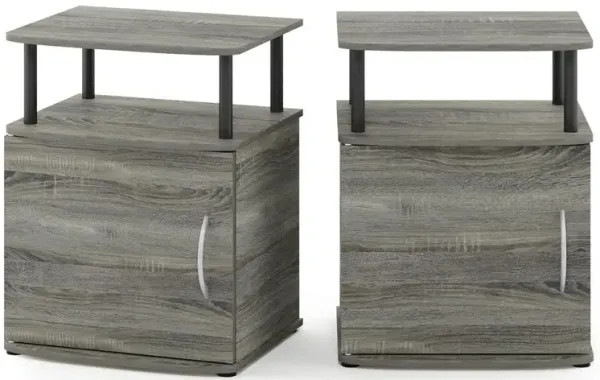 Furinno JAYA Utility Design End Table, Set of Two, French Oak Grey/Black