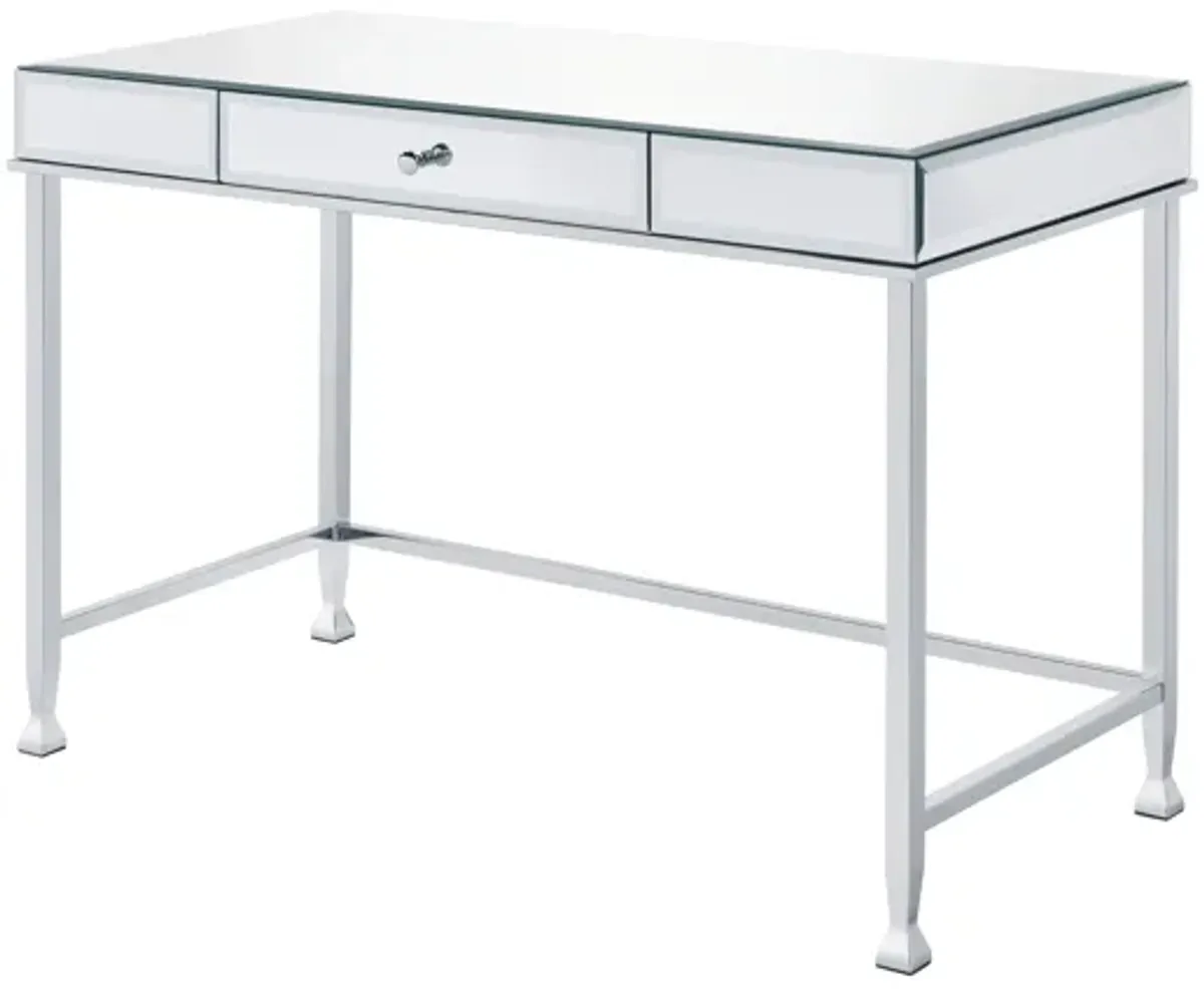 ACME Canine Writing Desk, Mirrored and Chrome Finish