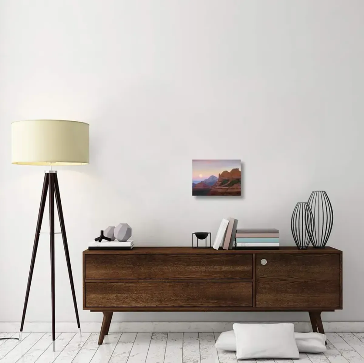 Moon setting as seen from Shelby Hill, Sedona, Arizona-Canvas Art-16x12