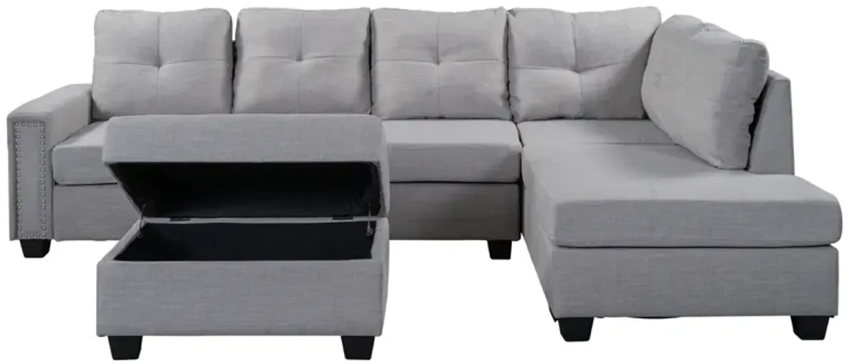 Merax Reversible Sectional Sofa  with Storage Ottoman