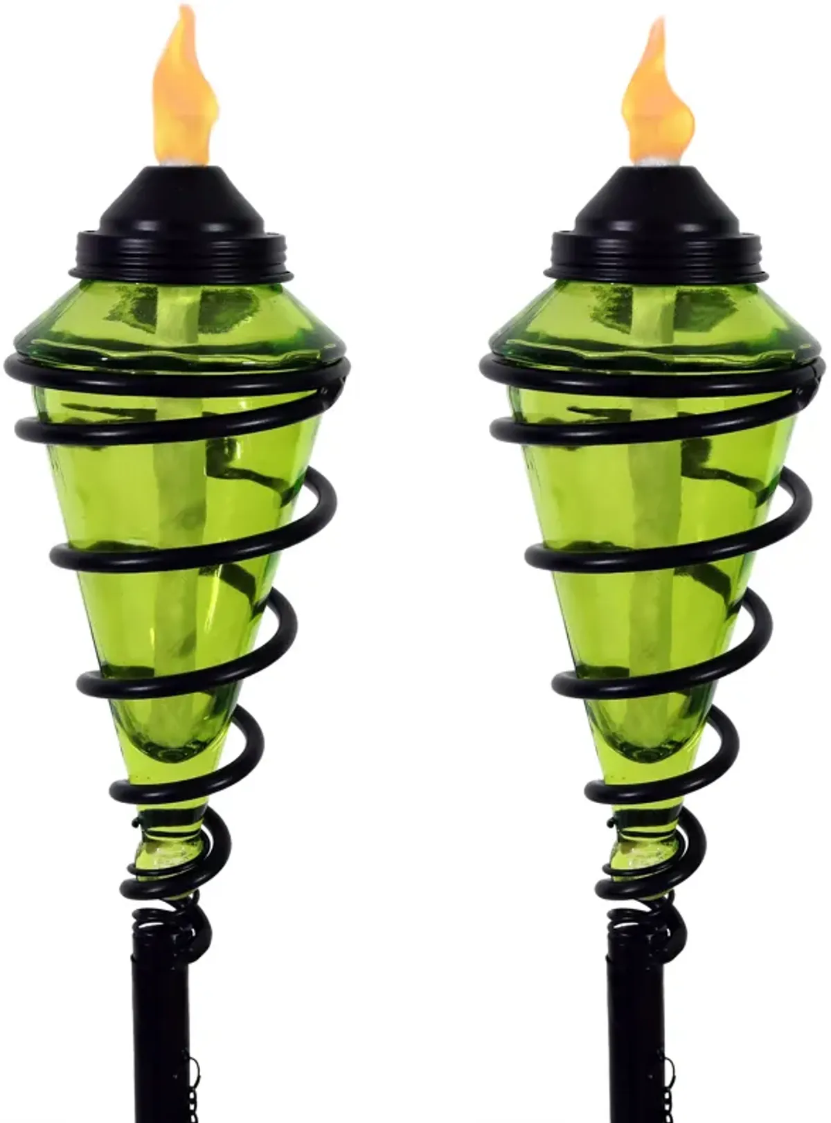 Sunnydaze Set of 2 2-in-1 Swirling Metal Glass Lawn Torches