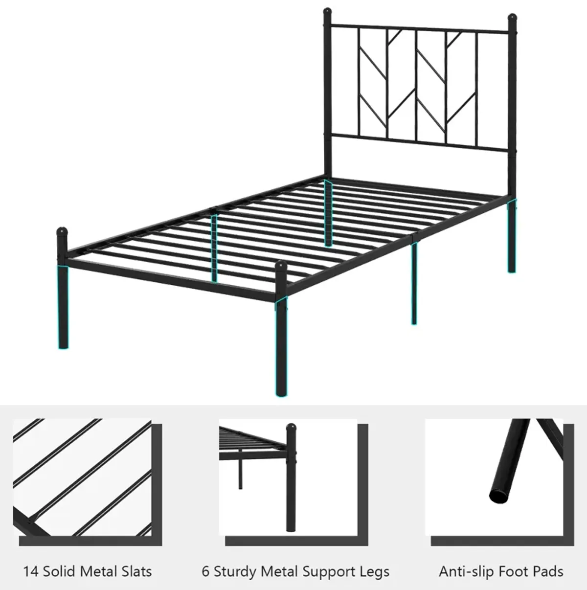 Platform Bed Frame with Sturdy Metal Slat Support