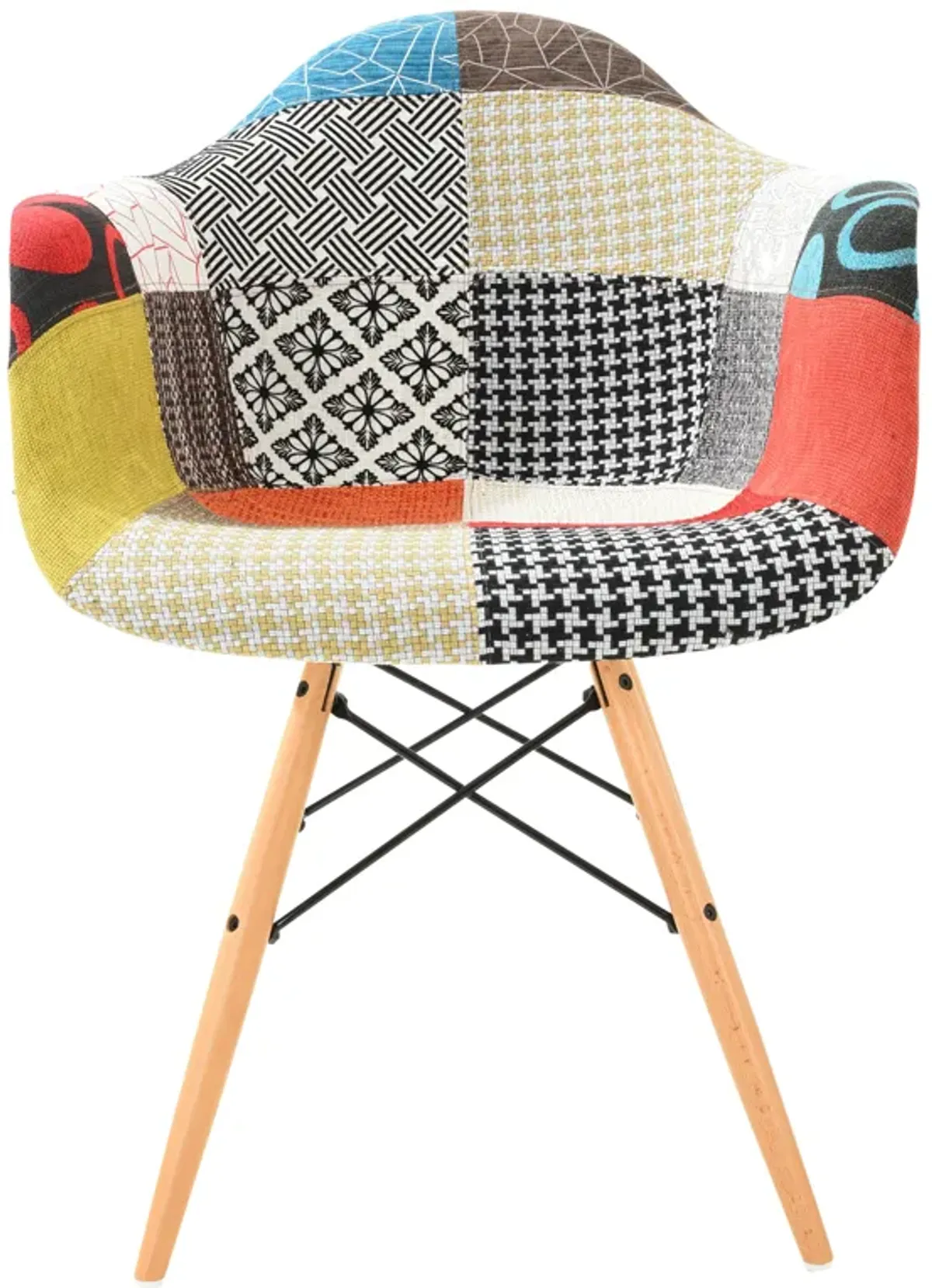 LeisureMod Modern Willow Fabric Accent Armchair With Eiffel Wood Base