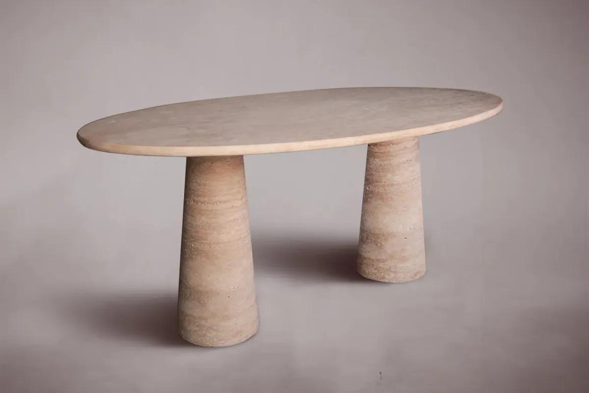 Travertine Oval Dining Table 82.6"