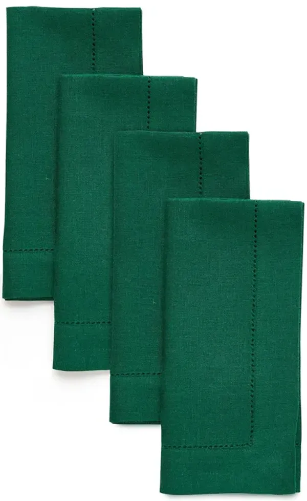 Solino Home 100% Pure Linen Dinner Napkins 20 x 20 Inch Set of 4 - Classic Hemstitch