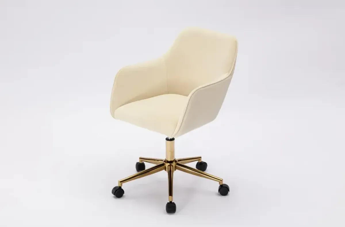 Modern Velvet Fabric Material Adjustable Height 360 Revolving Home Office Chair With Gold