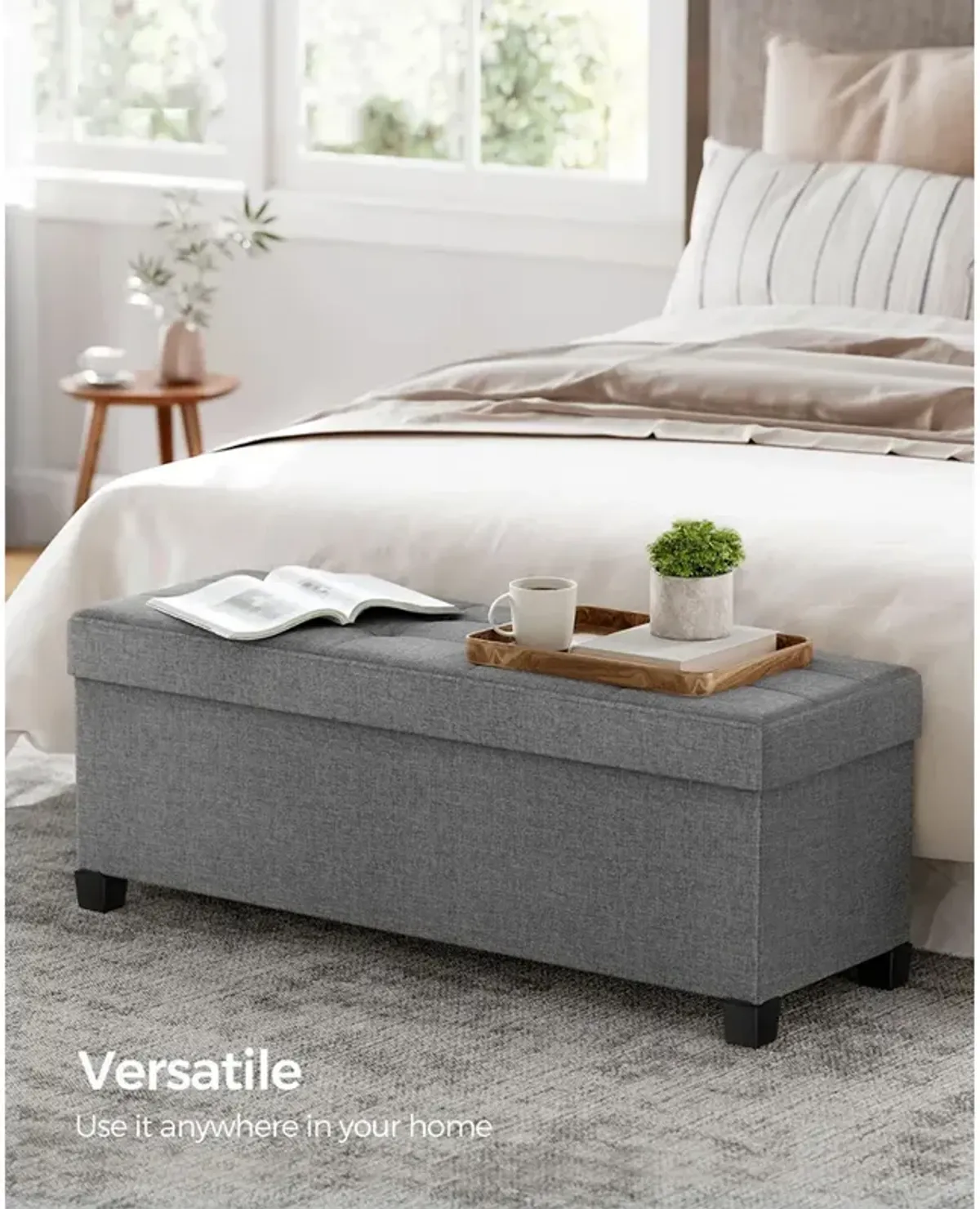 Storage Ottoman Bench for Bedroom, Living Room, or Entryway