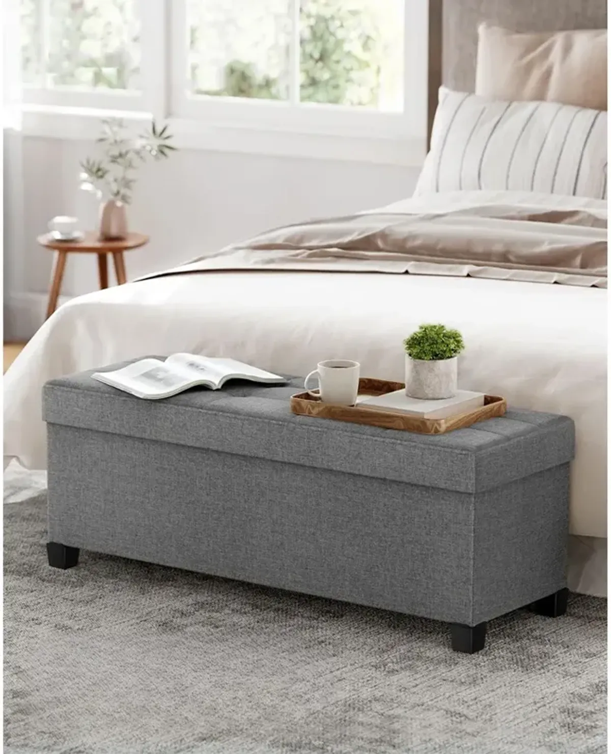 Storage Ottoman Bench for Bedroom, Living Room, or Entryway