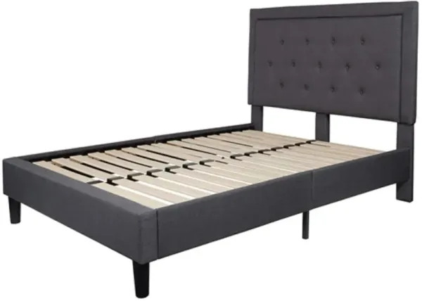 Full size Dark Grey Fabric Upholstered Platform Bed Frame with Tufted Headboard