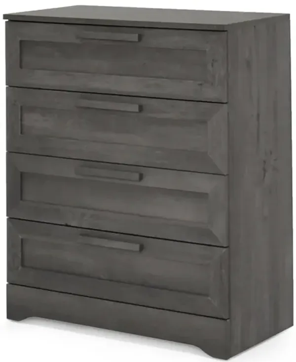 Vinie Tall Dresser Chest, 2 Half and 2 Large Drawers, Classic Gray - Benzara