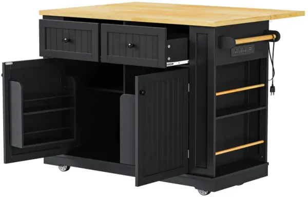 Merax Farmhouse Kitchen Island with Drop Leaf