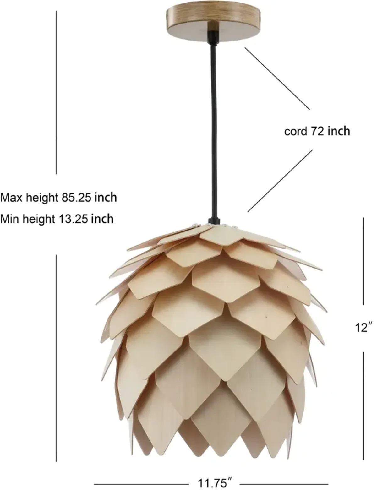 Simon Pinecone Wood LED Pendant