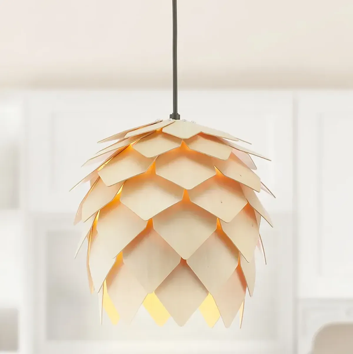 Simon Pinecone Wood LED Pendant