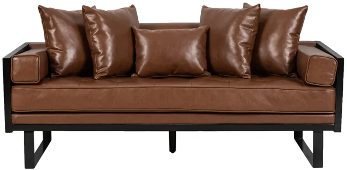 Merax Modern PU Leather Loveseat Sofa