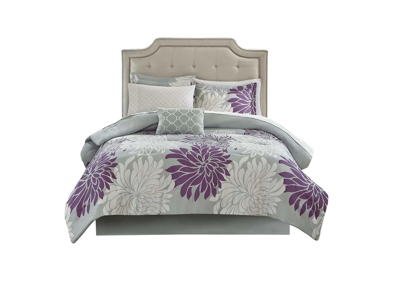 Gracie Mills Willie 9-Piece Floral Comforter Set with Cotton Sheets