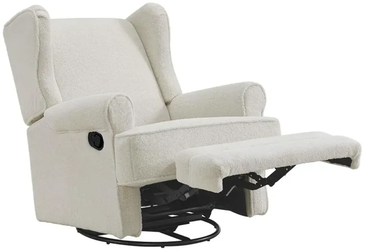 Oxford Baby Teegan Swivel Rocker / Recliner Boucle White