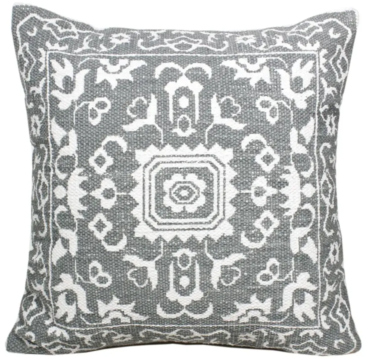 20" Gray and White Mosaic Medallion Square Throw Pillow