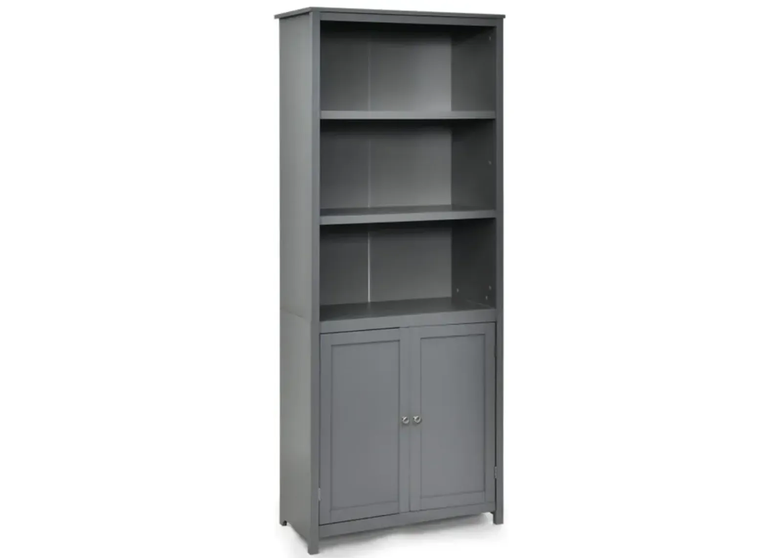 Hivvago Bookcase Shelving Storage Wooden Cabinet Unit Standing Display Bookcase with Doors