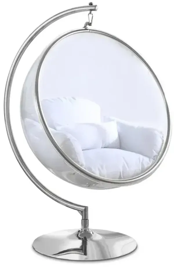 Meridian Furniture Luna White Durable Fabric Acrylic Swing Chair