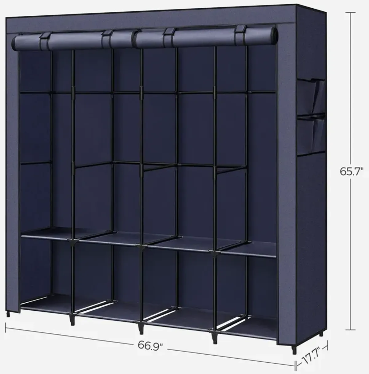 Portable Closet with Cover 4 Hanging Rods and Shelves