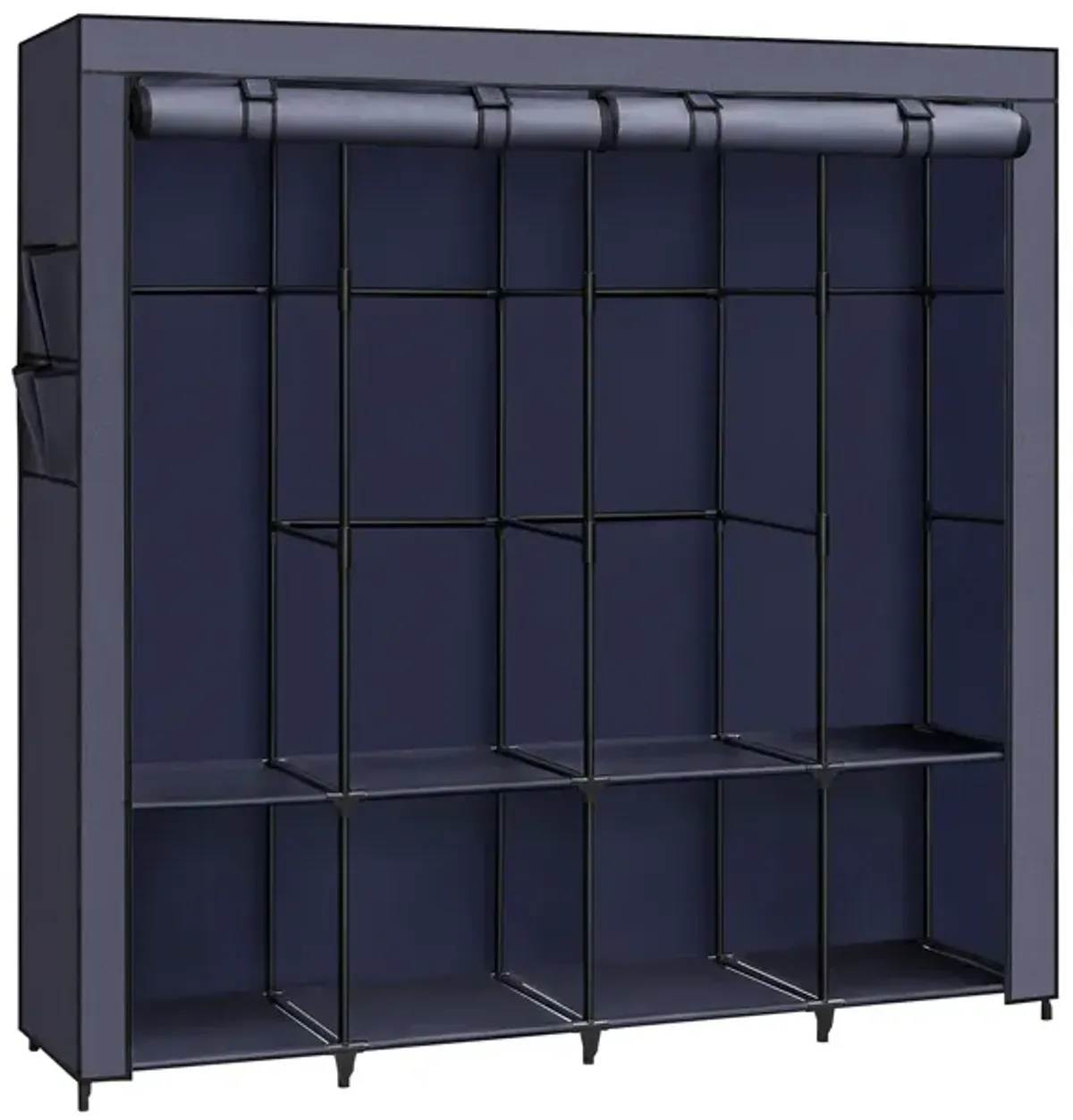 Portable Closet with Cover 4 Hanging Rods and Shelves