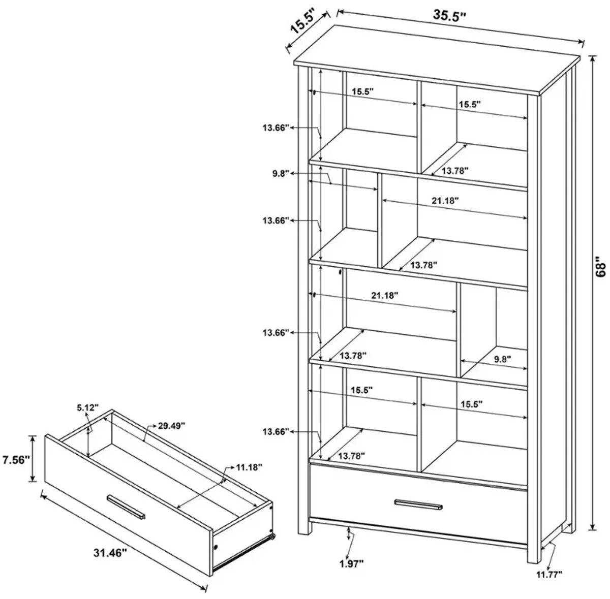 Coaster Co. of America Dylan Rectangular 8-shelf Bookcase